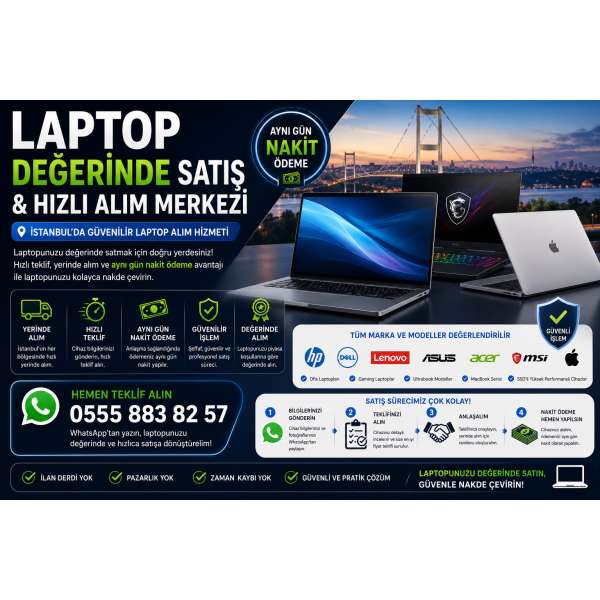 Laptop Değerinde Satış ve Hızlı Alım Merkezi İstanbul
